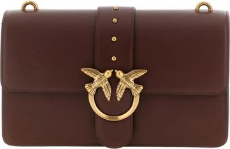 Pinko Borsa a tracolla Love One Classic con borchie - Marrone