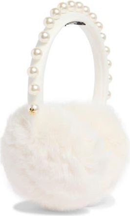 Kate Spade New York Faux Fur Pearl Embellished Ear Muffs in Cream at Nordstrom Rack