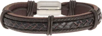 HMY Jewelry Braided Leather Strap Bracelet in Brown at Nordstrom Rack
