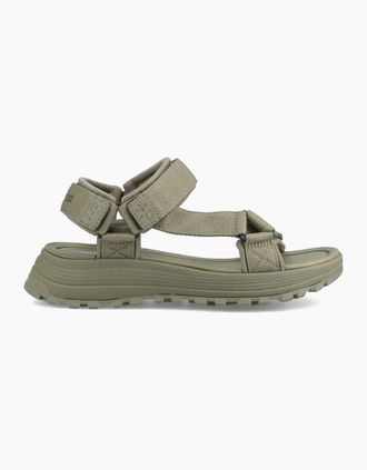 Hush Puppies Womens Hush Puppies Kendra Sandal Textile Womens Khaki Sandals - Green - Size: 3