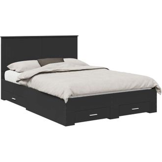 vidaXL Bed Frame with Headboard Black 140 x 190 cm Engineered Wood vidaXL