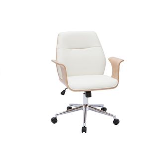 Miliboo Miliboo - Silla De Oficina Moderna Blanco Y Madera Clara Rufin