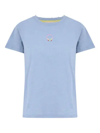 Mira Mikati headphones-embroidered T-shirt - women - Organic Cotton - L - Blue