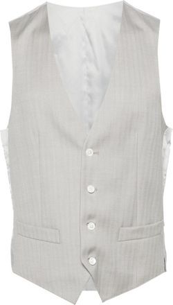 Corneliani herringbone-pattern virgin wool waistcoat - men - Virgin Wool/Viscose - 50 - Grey