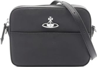 Vivienne Westwood 2020s Orb logo-plaque leather shoulder bag - Black