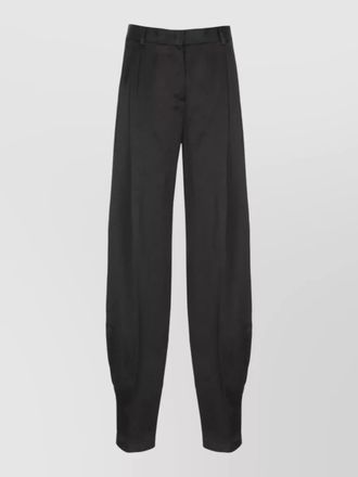Andamane straight pleated satin trousers belt loops