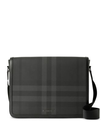 Burberry check-pattern messenger bag - Black