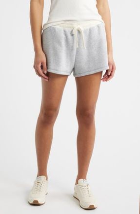 Rag & Bone Mixed Media Terry Drawstring Shorts in Heather Grey at Nordstrom, Size X-Small