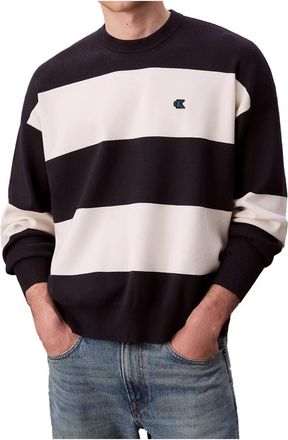 Calvin Klein Tech Knit Stripe Relaxed Jumper - Heren - Ronde hals truien - Veelkleurig - XS - Polyester - Truien & Vesten