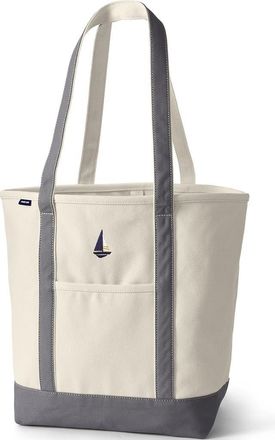 Lands End Open Top Long Handle Canvas Tote Bag in Natural/silver Graphite at Nordstrom, Size Medium