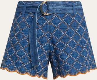 Cara Cara Violet Quilted Denim Shorts