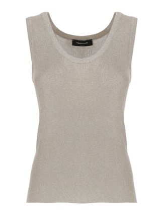 Fabiana Filippi Beige Lurex Viscose Tank Top