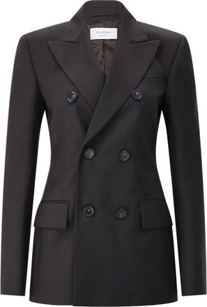 Sportmax Jassen, Dames, Bruin, 2Xs, Wol, Double-Breasted Couture Blazer met Moderne Accenten