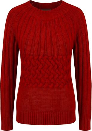 Moorer Anetta Crewneck Sweater - Dames - Ronde hals truien - Rood - XS - Katoen - Truien & Vesten