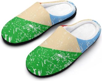 Generic Djiboutis Vintage Flag Mens Slipper Slip On Winter Warm House Slippers Shoes Indoor Outdoor