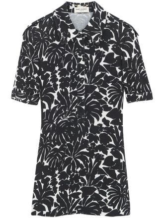 Saint Laurent printed short dress - women - Viscose - 38 - Black