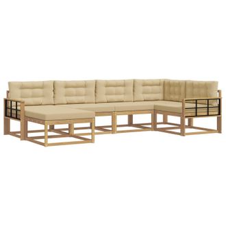vidaXL Conjunto De Sof&aacute;s De Exterior Con Coj&iacute;n 5 Pcs Y Beige Poli&eacute;ster Vidaxl