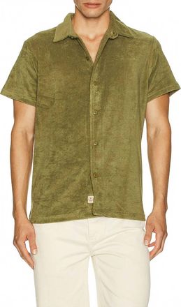Iron And Resin Terry Cloth Button-Up Shirt In Green