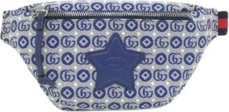 Gucci Pre-owned Belt Bags, female, Blue, Size: ONE SIZE Pre-owned Double G Geometric Cotton Jacquard Waist Bag