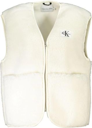 Calvin Klein Mouwloze polyester jas met logo applicatie - Dames - Bodywarmers - Wit - XS - Polyester - Jassen