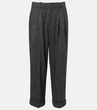 Brunello Cucinelli Pantalones tapered en mezcla de lana