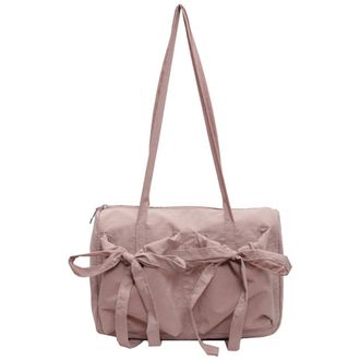 Generic Women Plain Drawstring Tote Bag with Canvas Cute Shoulder Bag Large Capacity Large Tote Handbag Solid Underarm Bag (Pink)
