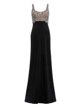 Jenny Packham Reverie embellished maxi dress - women - Polyester/Polyurethane - 16 - Black