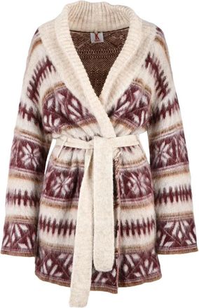 Kontatto Beige/Bordeaux Acrylic Mohair Polyamide Womens Cardigan