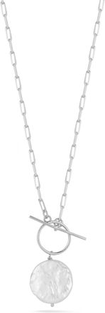 Glaze Jewelry Sterling Silver Cultured Pearl Toggle Necklace