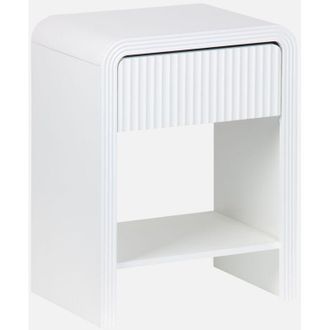 Sweeek Sweeek - Comodino effetto legno scanalato 1 cassetto, 1 ripiano
