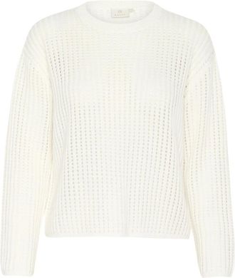 Kaffe Krijt Gebreide Trui - Dames - Ronde hals truien - Wit - 2XL - Truien & Vesten