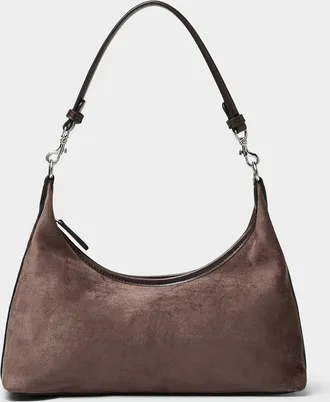 Simons Womens Velvety faux-suede shoulder bag
