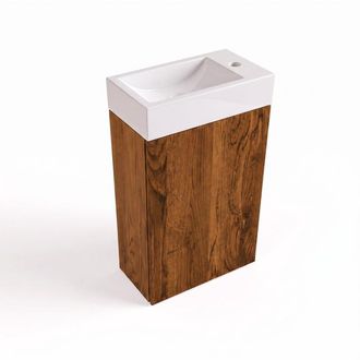 Saniclass Holz Pure Toiletmeubelset - 40x60.5cm - 1 deur - fontein keramiek - kraangat rechts - walnut pure