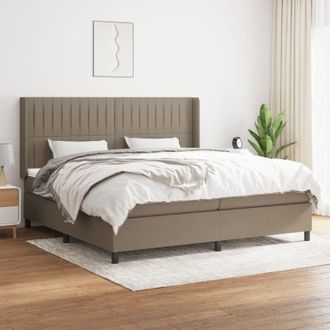 vidaXL Vidaxl - Cama Box Spring Con Colch&oacute;n Tela Gris Taupe 200x200 Cm