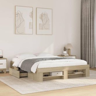 vidaXL Estructura De Cama Madera De Ingenier&iacute;a Roble Sonoma 160x200 Cm Vidaxl