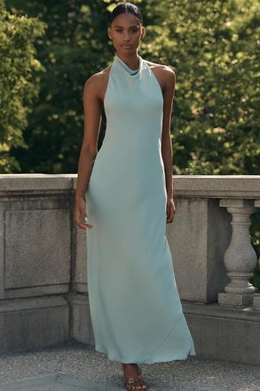 Maeve Jamie Satin Halter Maxi Dress