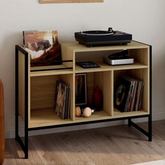IDMarket Muebles de vinilo, DETROIT Aparador de diseño industrial de 100 cm de madera y negro