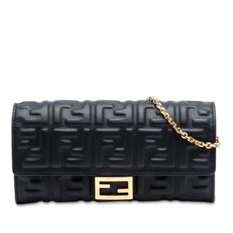 Fendi Pre-owned Fendi Zucca Embossed Nappa Baguette Continental Wallet With Chain Ladies 8M0365 AAJD 209 8210