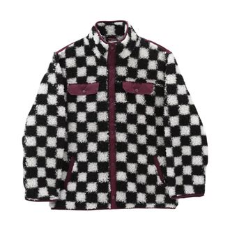 Vans (WMNS) Vans Casual Polar Fleece Sports Jacket Black White Colorblock VN0A5LJ3705
