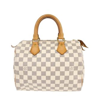 Louis Vuitton Speedy Handbag Damier White Canvas Handbag (Pre-Owned)