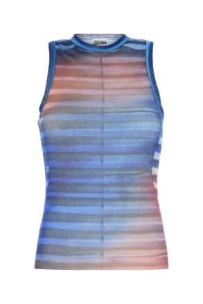 Jean Paul Gaultier Womens Printed Tulle The Air Tank Top - Blue Nylon - Size X-Small