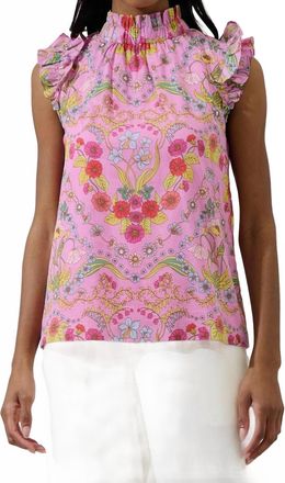 Sugarlips Ramsie Floral Zoie Ruffle Top In Cream, Pink, Multi