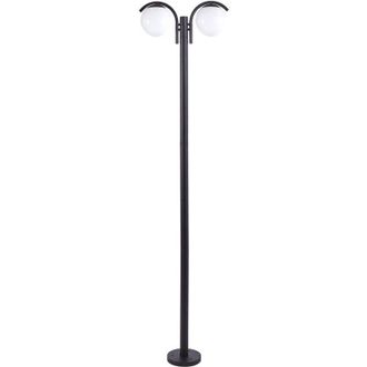 Beliani Farola De Jard&iacute;n Moderna 2 Luces L&aacute;mpara Poste Camino Exterior Aluminio Material Sint&eacute;tico Negro Kulsi