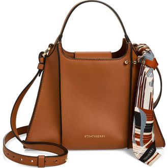Strathberry Arkshell Leather Top Handle Bag in Chestnut at Nordstrom
