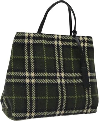 Burberry Pre-owned Tote Bags, female, Green, Size: ONE SIZE Pre-owned Wool handbags