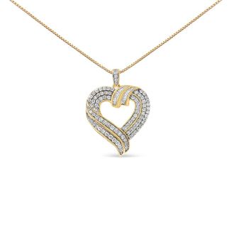 House of Brilliance 925 Sterling Silver 1.00 Cttw Baguette Diamond Composite Open Heart 18 Inch Pendant Necklace