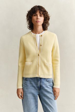 GANT Women Knitted Cotton Jacket (XXL) VANILLA YELLOW