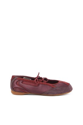 Diesel D-Mile - Lace-up ballerina flats in leather and mesh - Flats - Woman - Red