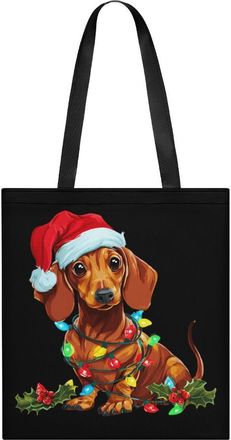 Generic Merry Christmas Dachshund Dog Tote Bag for Women Men Shoulder Bags Purses Pouch Handbags