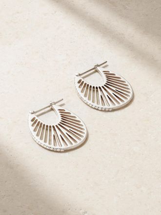 L'atelier Nawbar Orecchini A Cerchio Grandi In Oro Bianco 18 Carati Con Diamanti Flat Ray